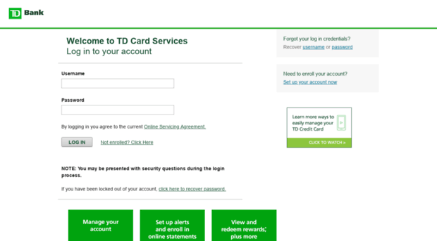 TDCardServices Login: Pay Bills, Check Balance & Cash Back At www.tdcardservices.com
