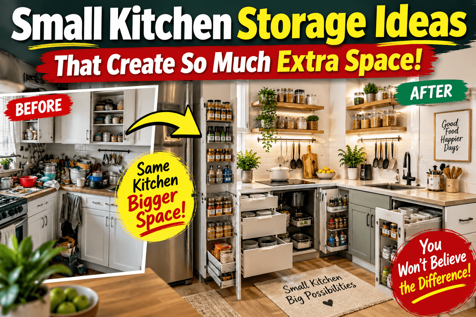 13 Small Kitchen Storage Ideas That Create So Much Extra Space
