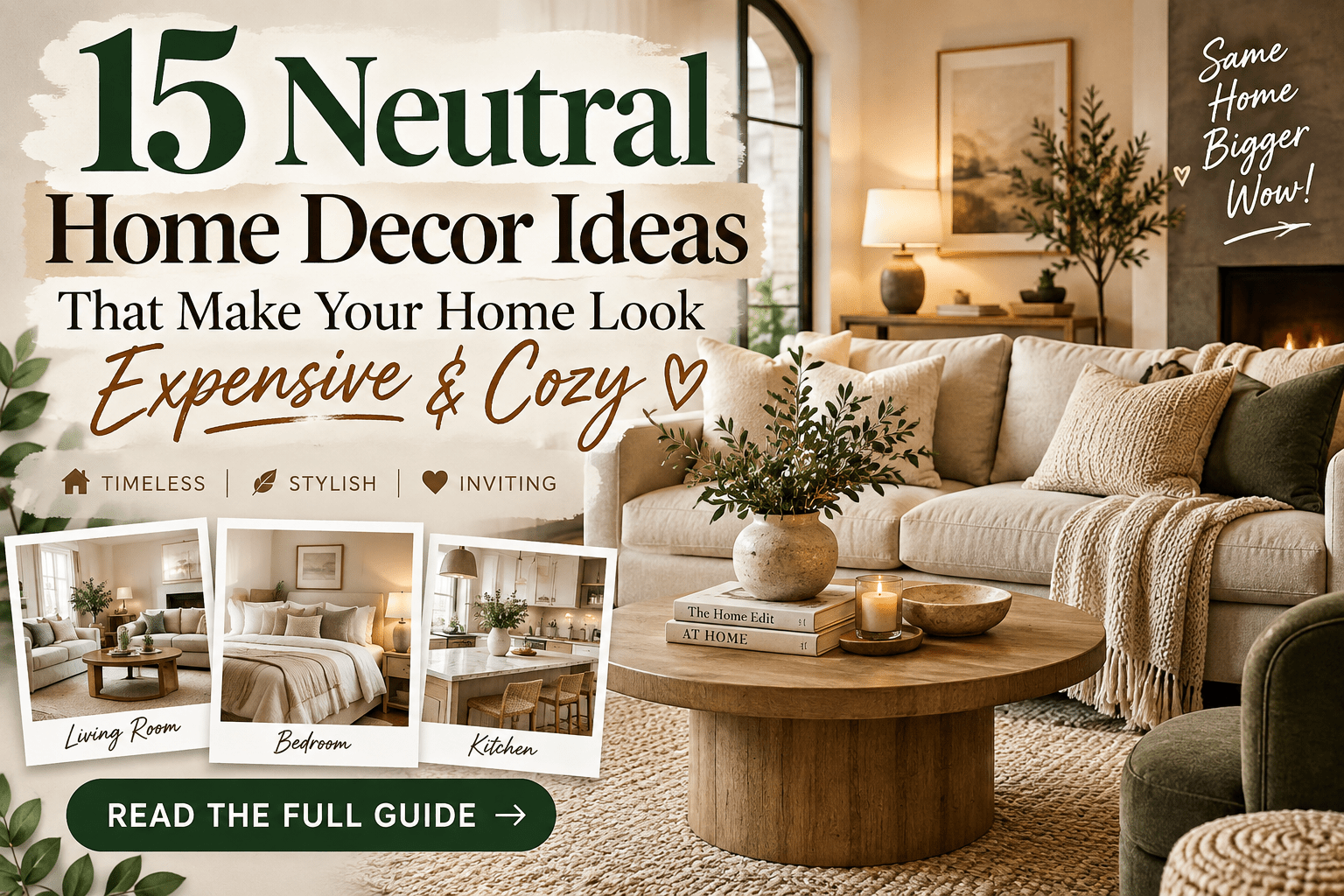 15 Neutral Home Decor Ideas That Make Your Home Look Expensive & Cozy